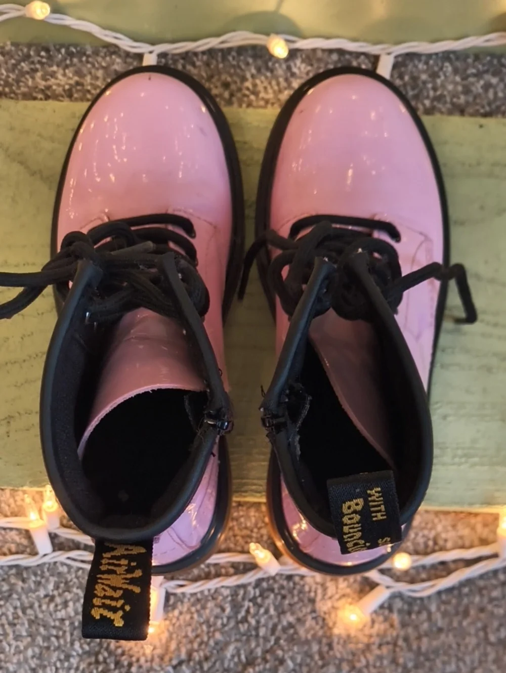Kids Dr. Martens 1460 Patent Pink 🩷 Black 🖤 Air Wair Lace Zip Lamper Boots 2